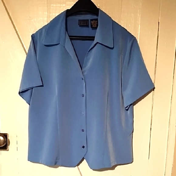 Laura Scott VGC Size 16 Blue Short Sleeve Button-Up Shirt. - Picture 1 of 8